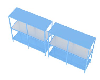Raflar beyaz arkaplanda izole edilmiş. 3d görüntüleme - illüstrasyon