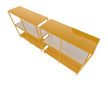 Raflar beyaz arkaplanda izole edilmiş. 3d görüntüleme - illüstrasyon