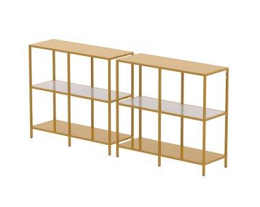 Raflar beyaz arkaplanda izole edilmiş. 3d görüntüleme - illüstrasyon