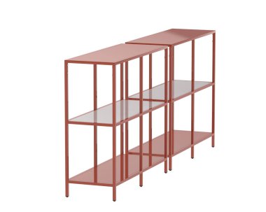 Raflar beyaz arkaplanda izole edilmiş. 3d görüntüleme - illüstrasyon