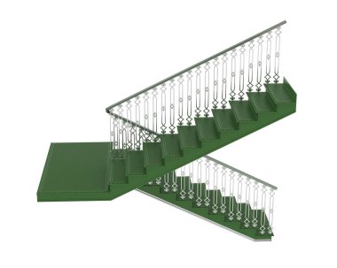 Beyaz arka planda izole edilmiş kapalı merdivenler. 3d görüntüleme - illüstrasyon