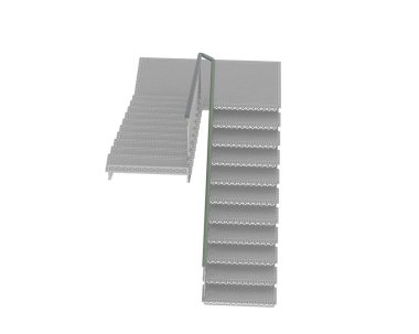 Beyaz arka planda izole edilmiş kapalı merdivenler. 3d görüntüleme - illüstrasyon