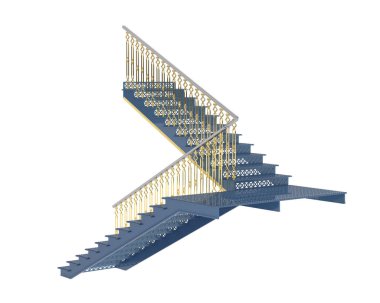 Beyaz arka planda izole edilmiş kapalı merdivenler. 3d görüntüleme - illüstrasyon