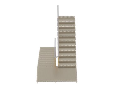 Beyaz arka planda izole edilmiş kapalı merdivenler. 3d görüntüleme - illüstrasyon