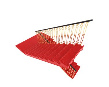 Indoors stairs isolated on white background. 3d rendering