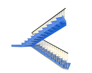 Indoors stairs isolated on white background. 3d rendering