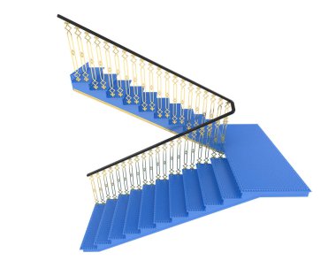 Indoors stairs isolated on white background. 3d rendering