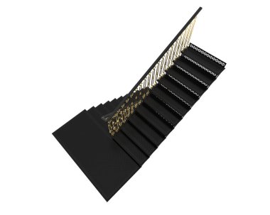 Indoors stairs isolated on white background. 3d rendering