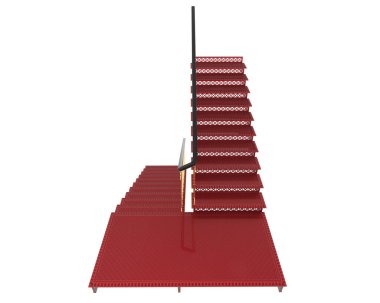 Indoors stairs isolated on white background. 3d rendering