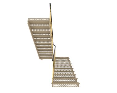 Indoors stairs isolated on white background. 3d rendering