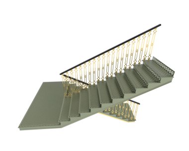 Indoors stairs isolated on white background. 3d rendering