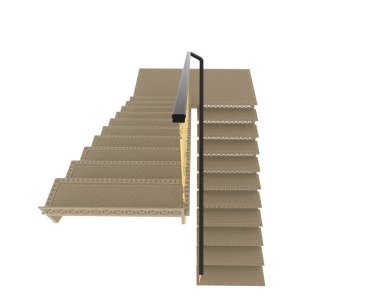 Indoors stairs isolated on white background. 3d rendering