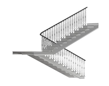 Indoors stairs isolated on white background. 3d rendering