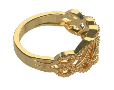 Jewelry ring isolated on white background. 3d rendering 