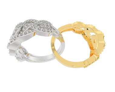 Jewelry rings isolated on white background. 3d rendering 