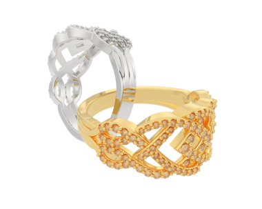 Jewelry rings isolated on white background. 3d rendering 