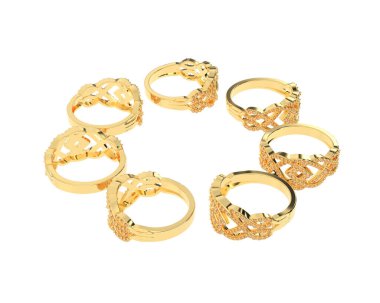 Jewelry rings isolated on white background. 3d rendering 