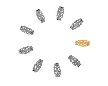 Jewelry rings isolated on white background. 3d rendering 