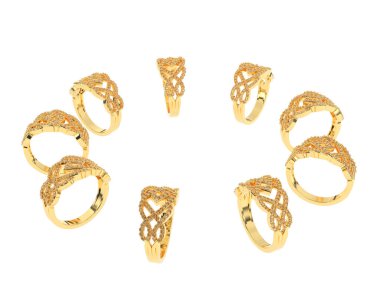 Jewelry rings isolated on white background. 3d rendering 