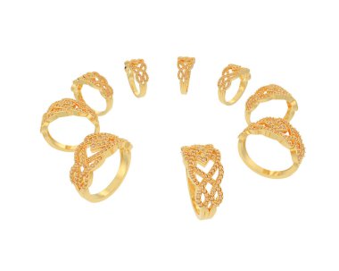 Jewelry rings isolated on white background. 3d rendering 
