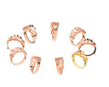 Jewelry rings isolated on white background. 3d rendering 