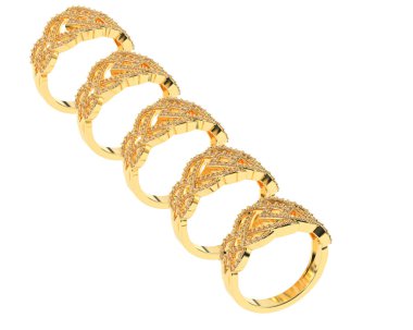 Jewelry rings isolated on white background. 3d rendering 
