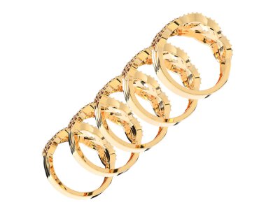 Jewelry rings isolated on white background. 3d rendering 