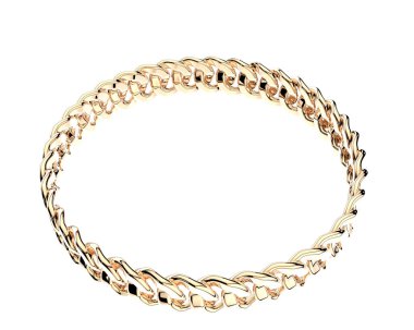 Gold bracelet isolated on background. 3d rendering
