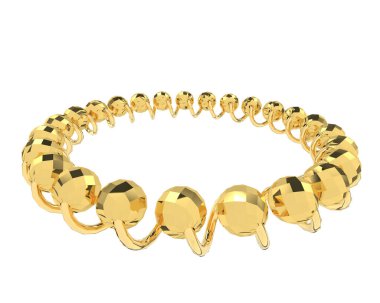 Gold bracelet isolated on background. 3d rendering