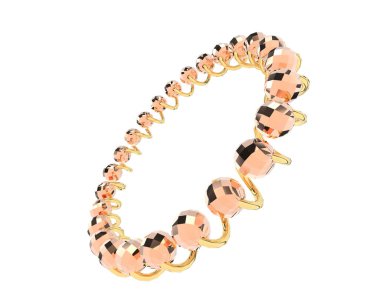 Gold bracelet isolated on background. 3d rendering