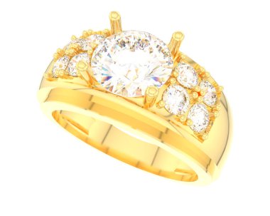 Engagement diamond ring isolated on white background. 3d rendering