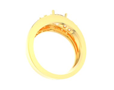 Engagement diamond ring isolated on white background. 3d rendering