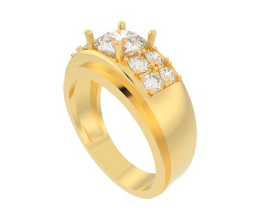 Engagement diamond ring isolated on white background. 3d rendering