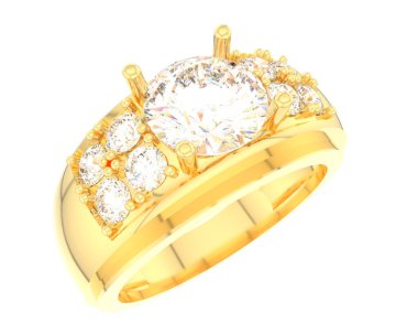 Engagement diamond ring isolated on white background. 3d rendering