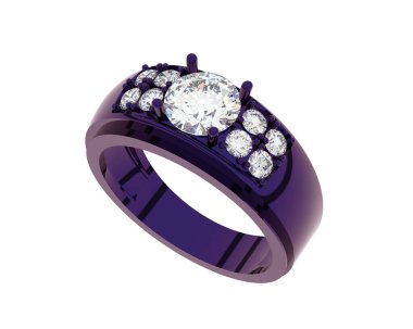 Engagement diamond ring isolated on white background. 3d rendering