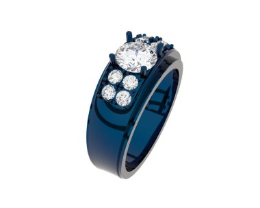 Engagement diamond ring isolated on white background. 3d rendering