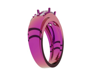 Engagement diamond ring isolated on white background. 3d rendering