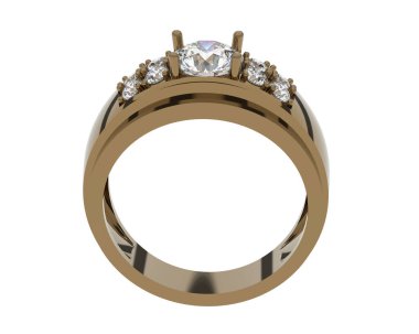 Engagement diamond ring isolated on white background. 3d rendering
