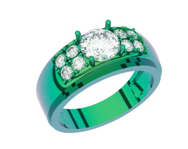 Engagement diamond ring isolated on white background. 3d rendering