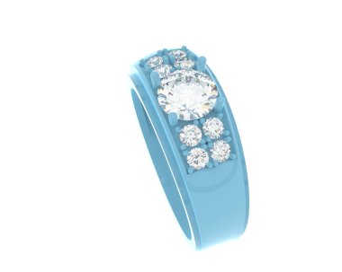 Engagement diamond ring isolated on white background. 3d rendering