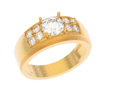 Engagement diamond ring isolated on white background. 3d rendering
