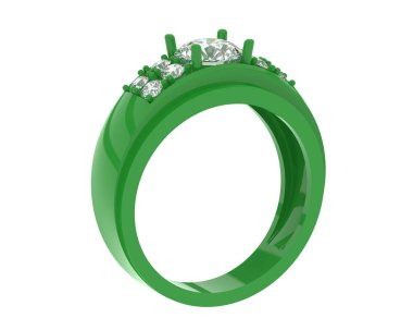 Engagement diamond ring isolated on white background. 3d rendering