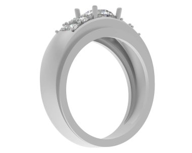 Engagement diamond ring isolated on white background. 3d rendering