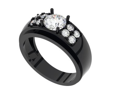 Engagement diamond ring isolated on white background. 3d rendering