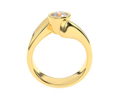 Engagement diamond ring isolated on white background. 3d rendering
