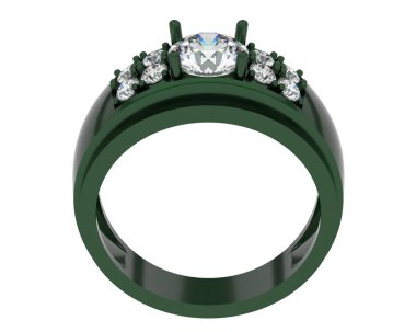 Engagement diamond ring isolated on white background. 3d rendering