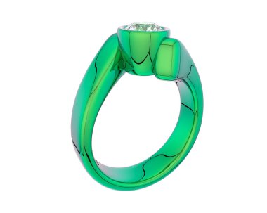 Engagement diamond ring isolated on white background. 3d rendering