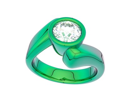 Engagement diamond ring isolated on white background. 3d rendering