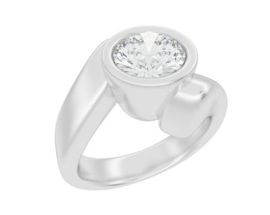 Engagement diamond ring isolated on white background. 3d rendering