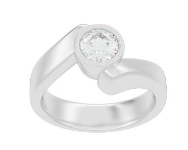 Engagement diamond ring isolated on white background. 3d rendering